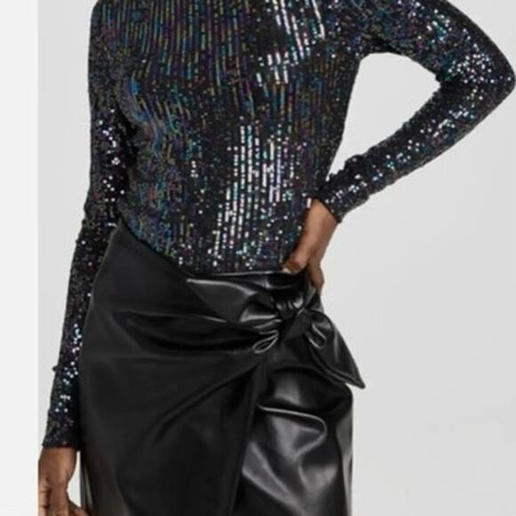 Free People Gold Rush Long Sleeve Top in Size L Black Combo Sz Sx NWT - Picture 3 of 8